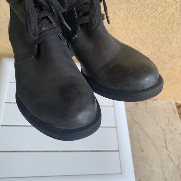 Calvin Klein Jeans black charcoal leather studded moto combat boots size 8.5 - Picture 13 of 15